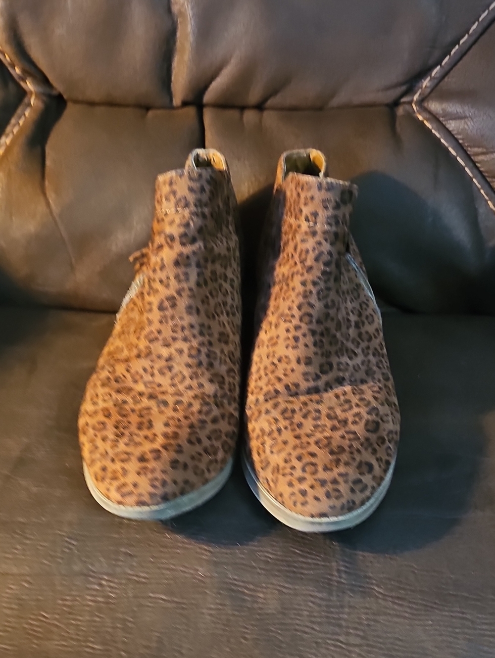Womens Leopard Print Ankle Boots - Brown